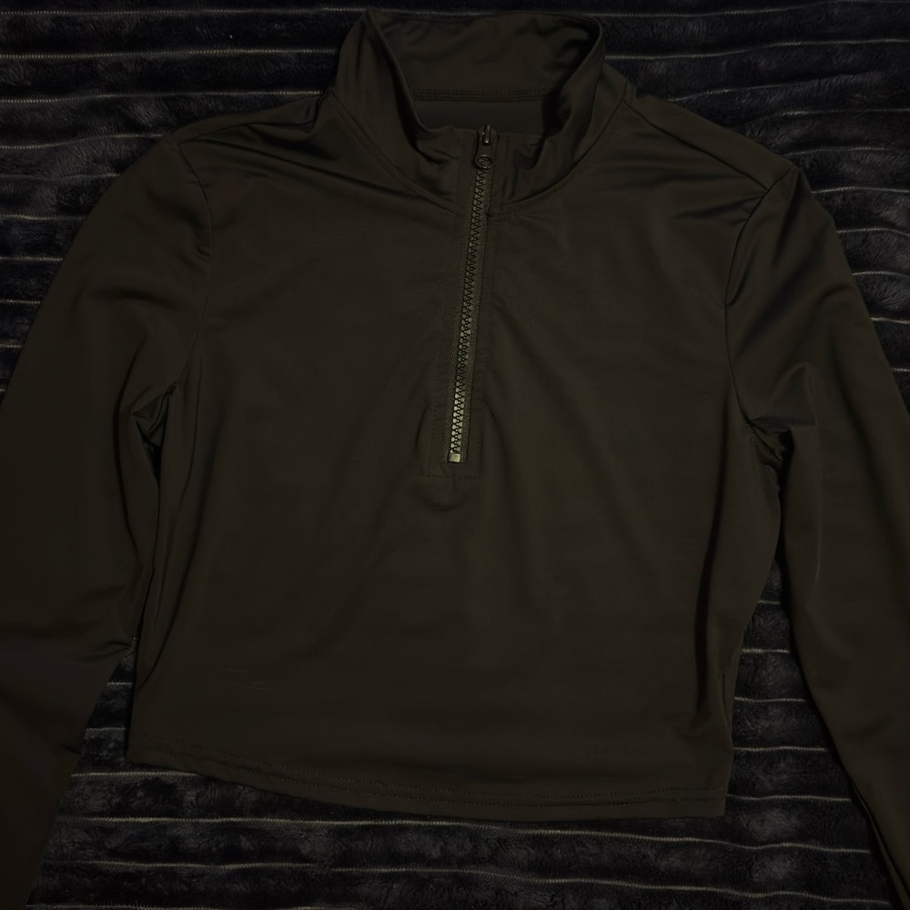 SHEIN Black Half Zip Athletic Crop Top – Size Small – New